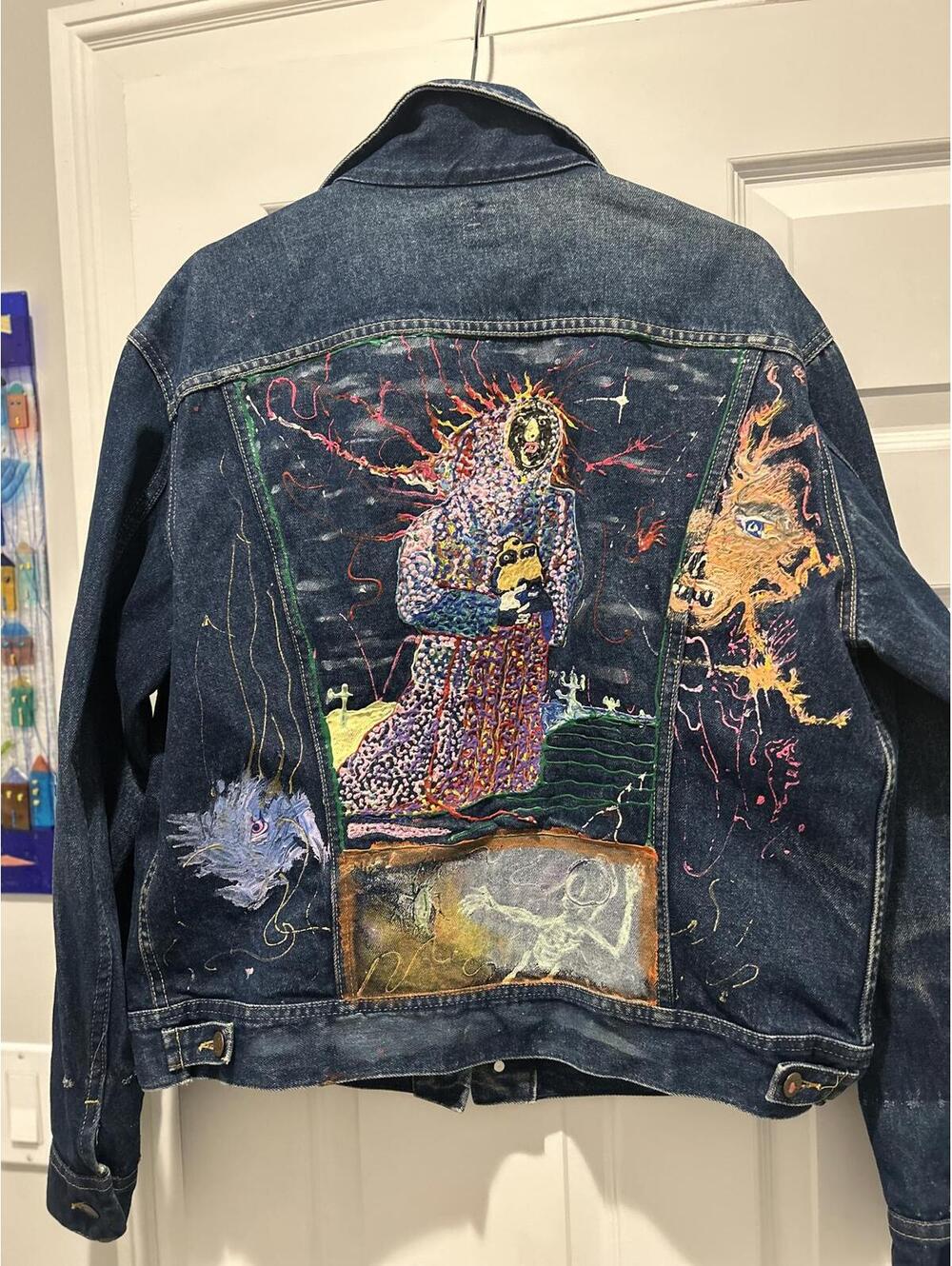 Vintage Lee Men's Denim Jacket -hand painted back